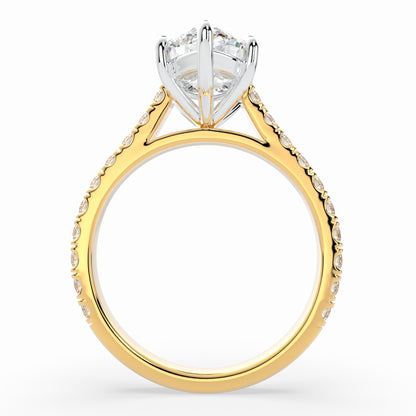 Marquise Solitaire Cathedral Engagement Ring with diamonds on band LR007