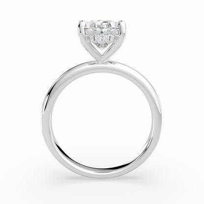 Oval Solitaire Engagement Ring with Hidden Halo LR001