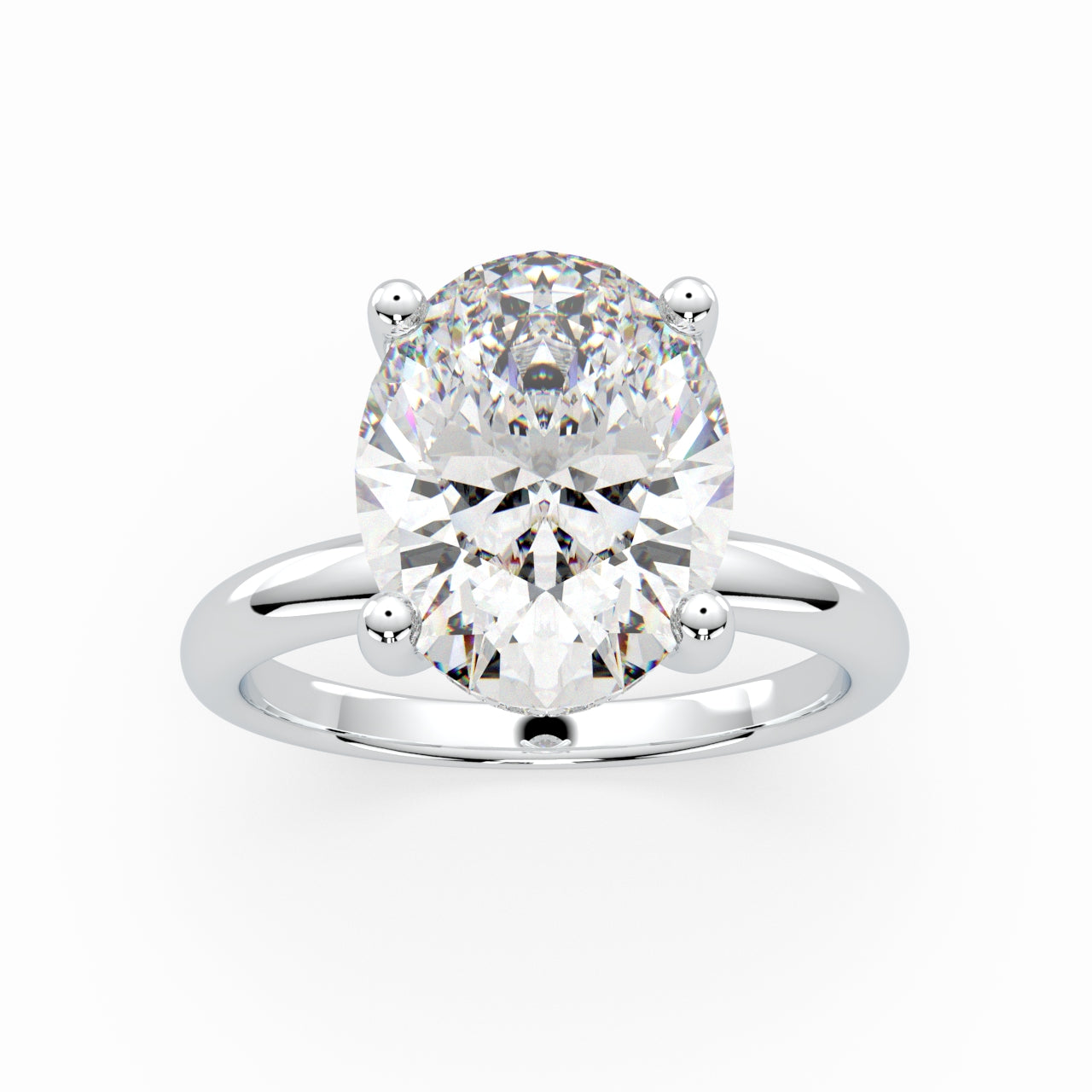 Oval Solitaire Engagement Ring with Hidden Halo LR001