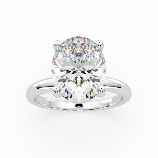 Oval Solitaire Engagement Ring with Hidden Halo LR001