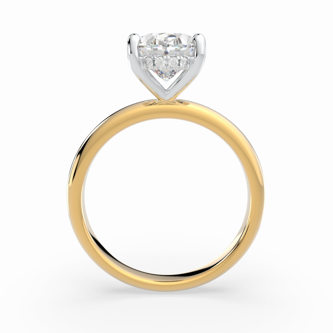 Oval Solitaire Engagement Ring with Hidden Halo LR001