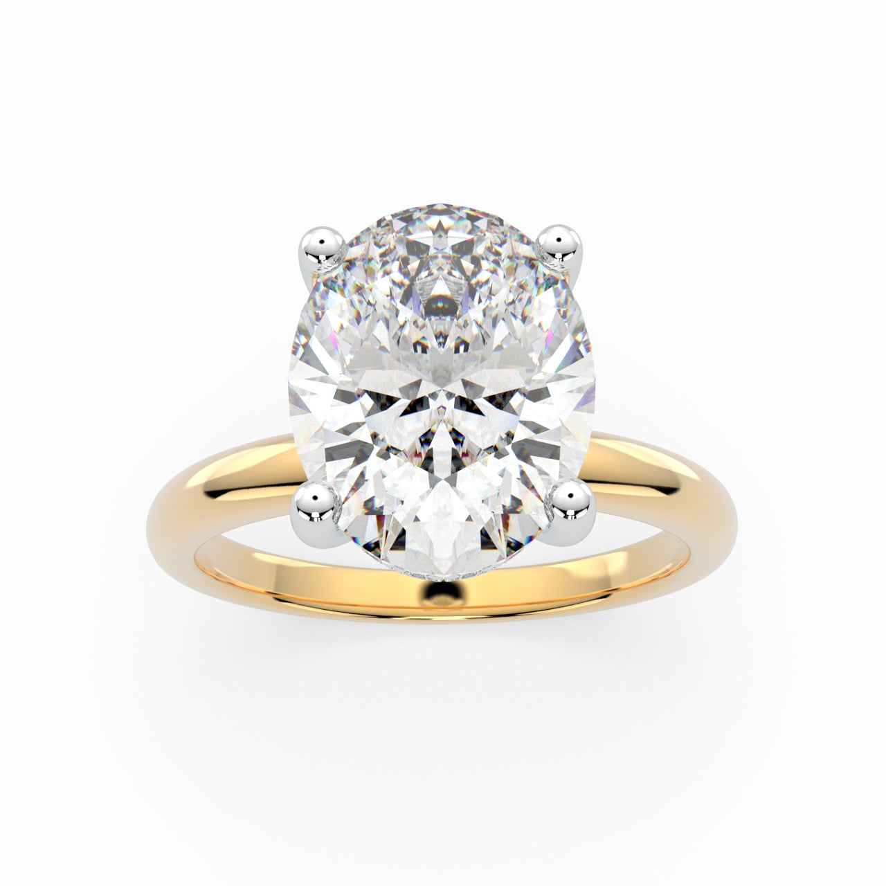 Oval Solitaire Engagement Ring with Hidden Halo LR001