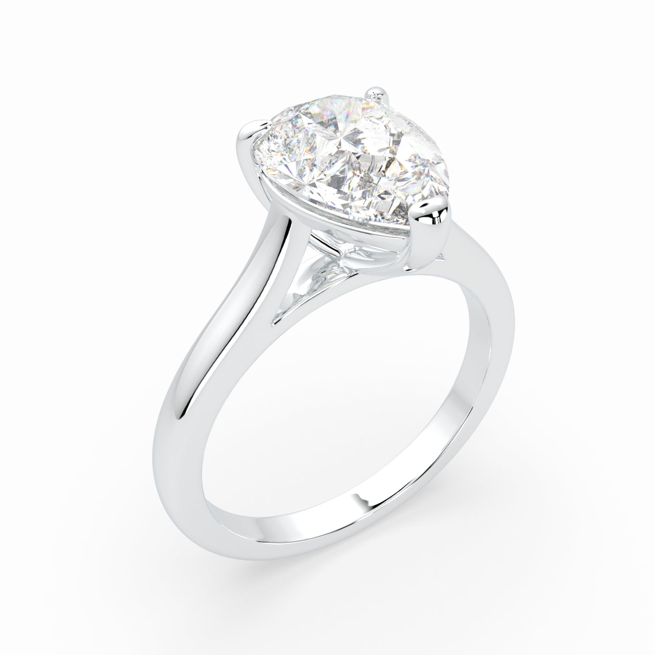 Pear Shape Cathedral Solitaire Engagement ring LR026Y