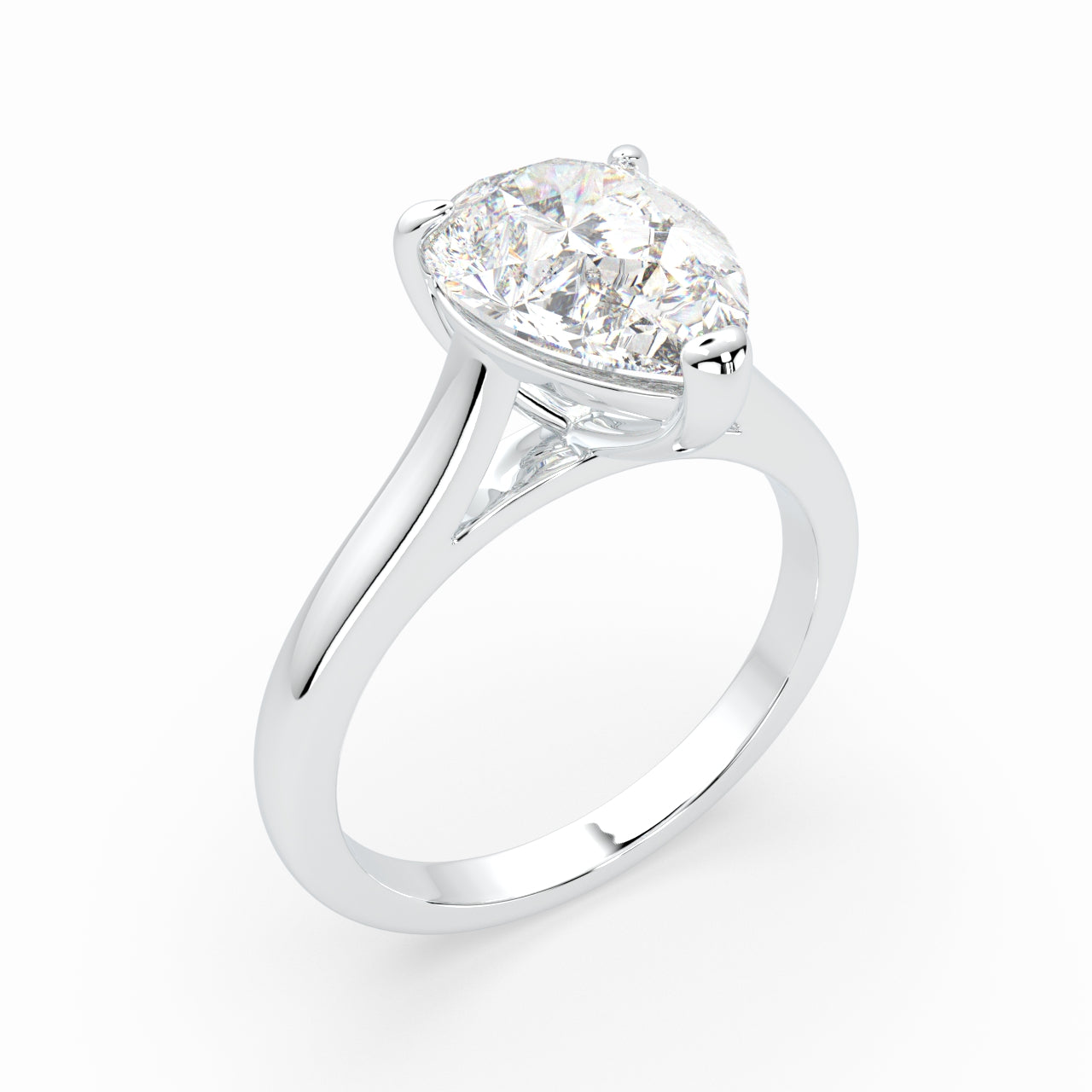 Pear Shape Solitaire Engagement ring LR026W