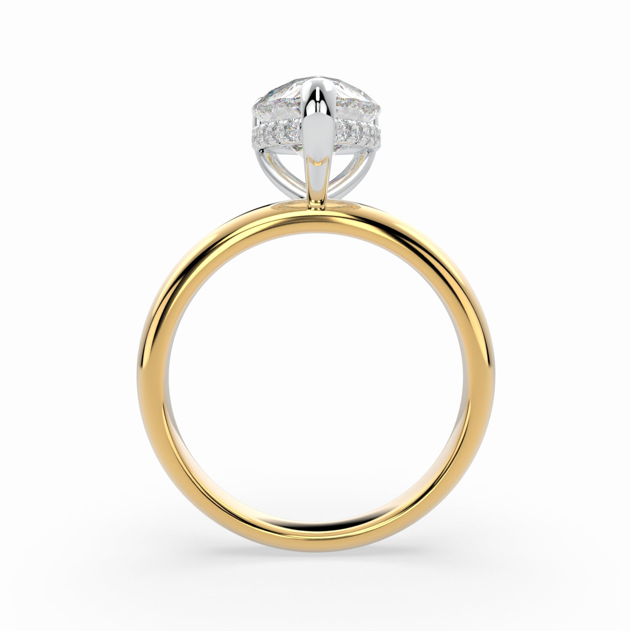 Pear Shape Solitaire Engagement Ring with hidden halo LR024W