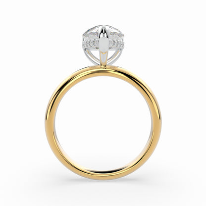 Pear Shape Solitaire Engagement Ring with hidden halo LR024W