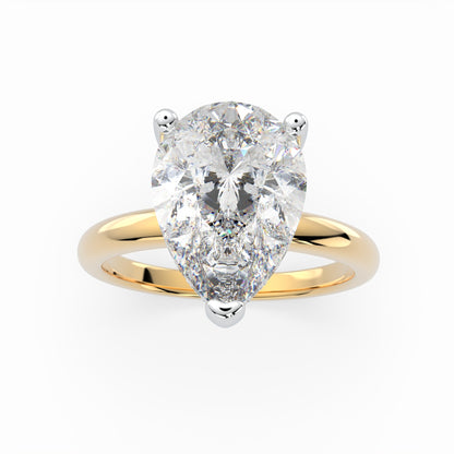 Pear Shape Solitaire Engagement Ring with hidden halo LR024W