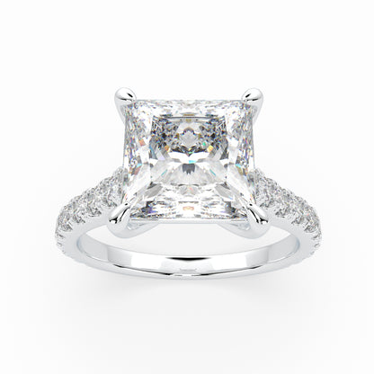 Princess Solitaire Cathedral Engagement Ring with diamonds on band LR022Y