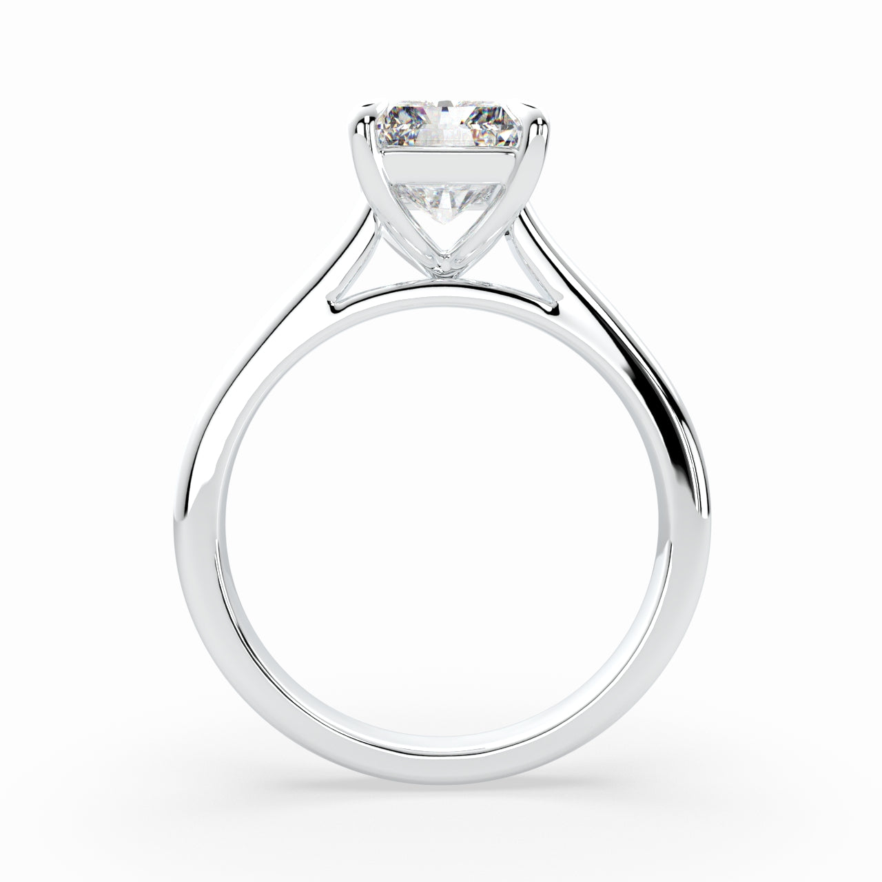 Emerald Cut Solitaire Cathedral Engagement Ring LR028W