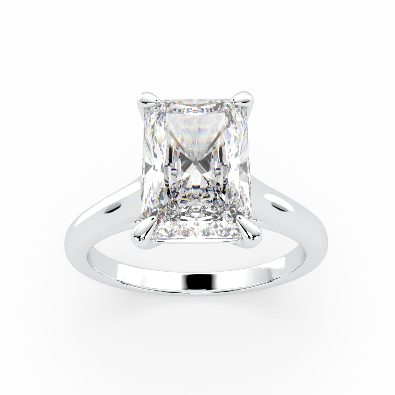 Emerald Cut Solitaire Cathedral Engagement Ring LR028R
