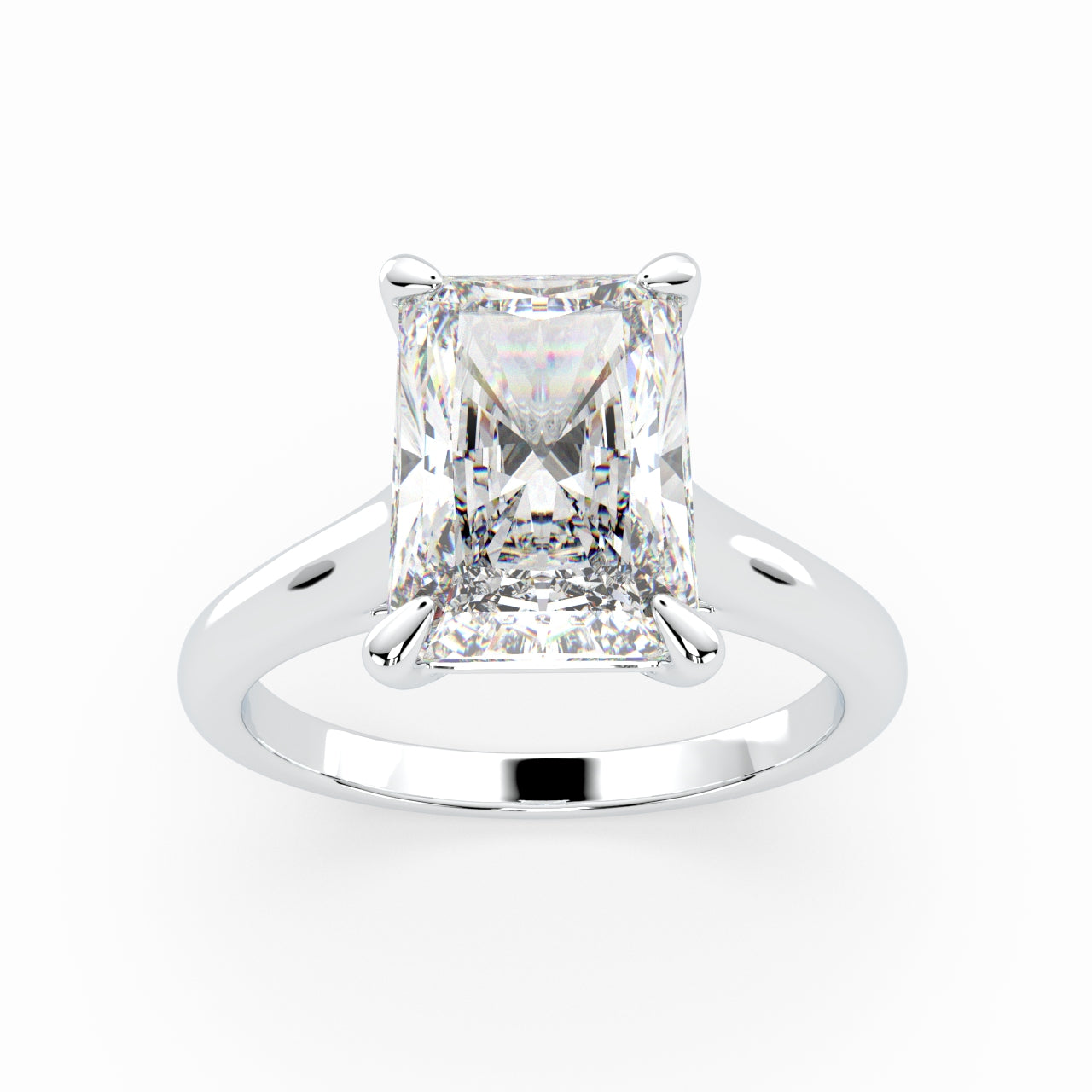 Radiant Cut Cathedral Solitaire Engagement Ring LR002Y