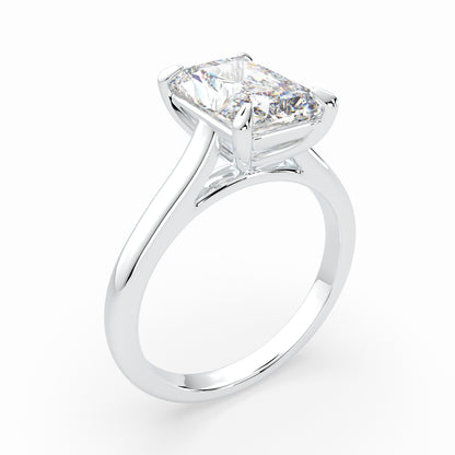Emerald Cut Solitaire Cathedral Engagement Ring LR028Y