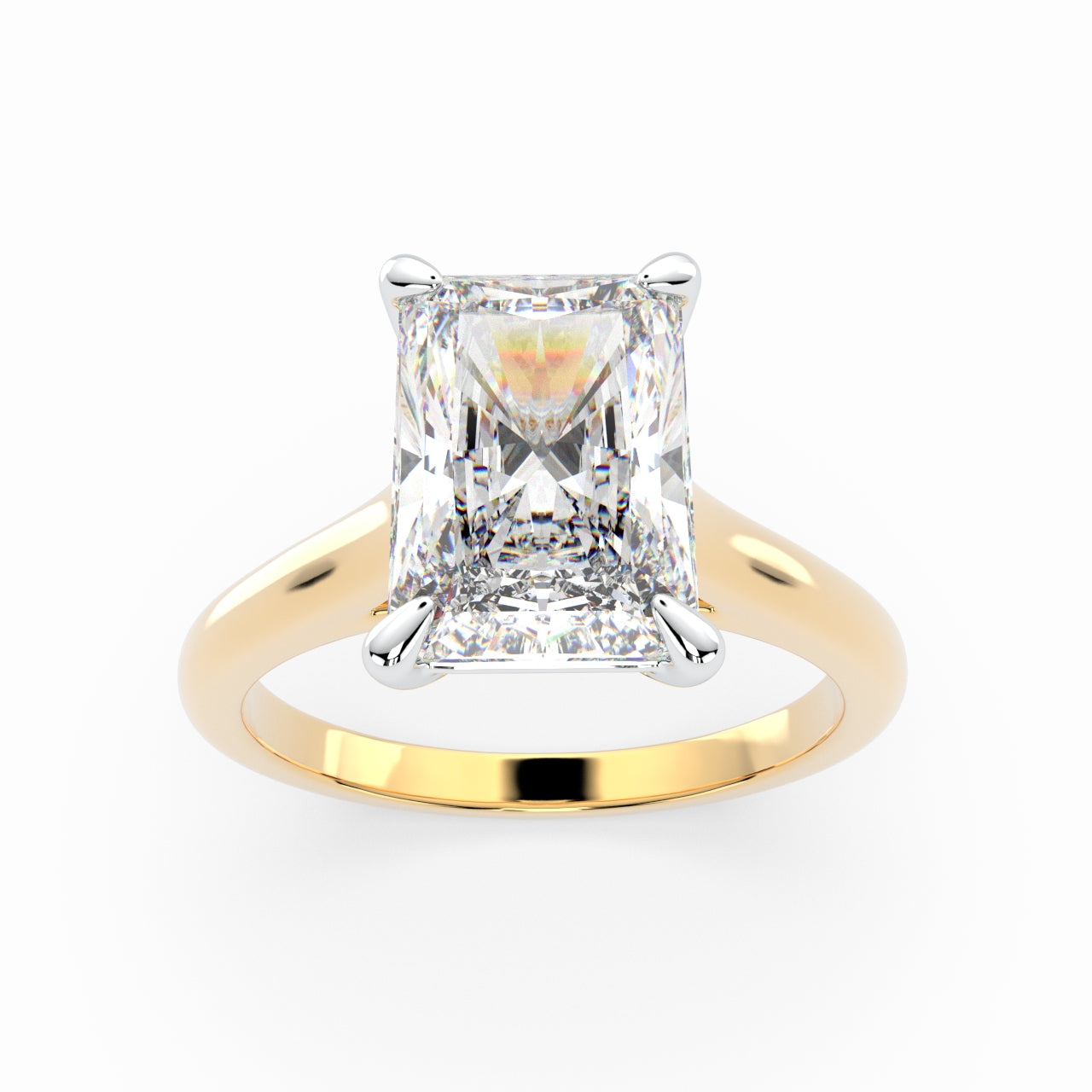 Emerald Cut Solitaire Engagement Ring with hidden halo LR014Y