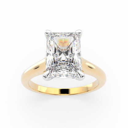 Emerald Cut Solitaire Engagement Ring with hidden halo LR014W