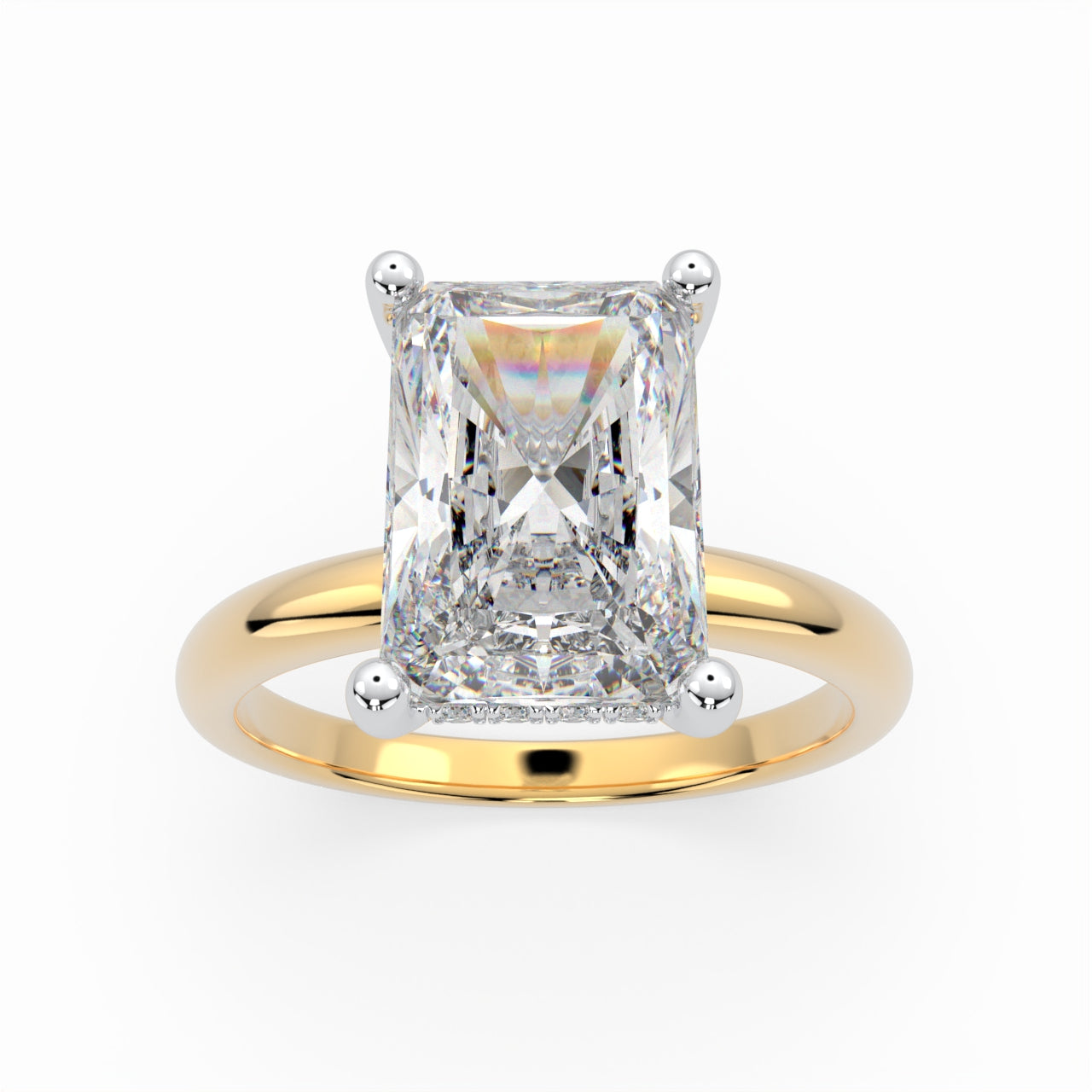 Radiant Solitaire Engagement Ring with hidden halo LR004