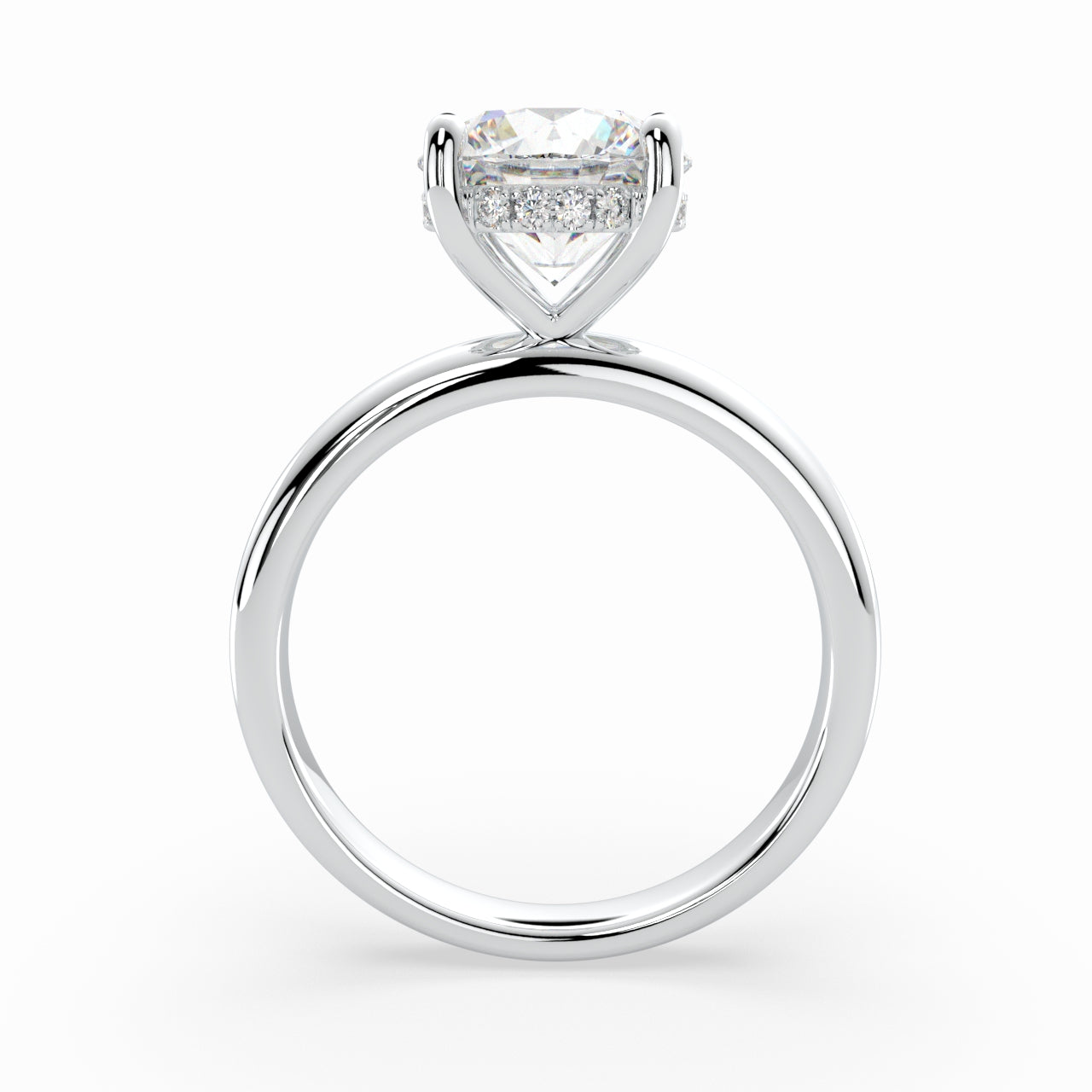 Round Solitaire Engagement Ring with hidden halo LR019W