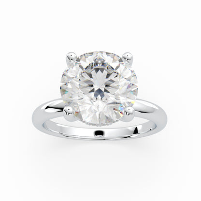 Round Solitaire Engagement Ring with hidden halo LR019W