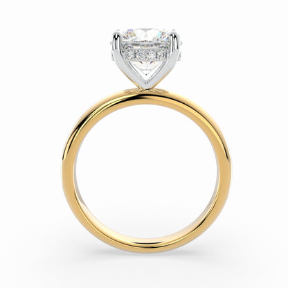 Round Solitaire Engagement Ring with hidden halo LR019W