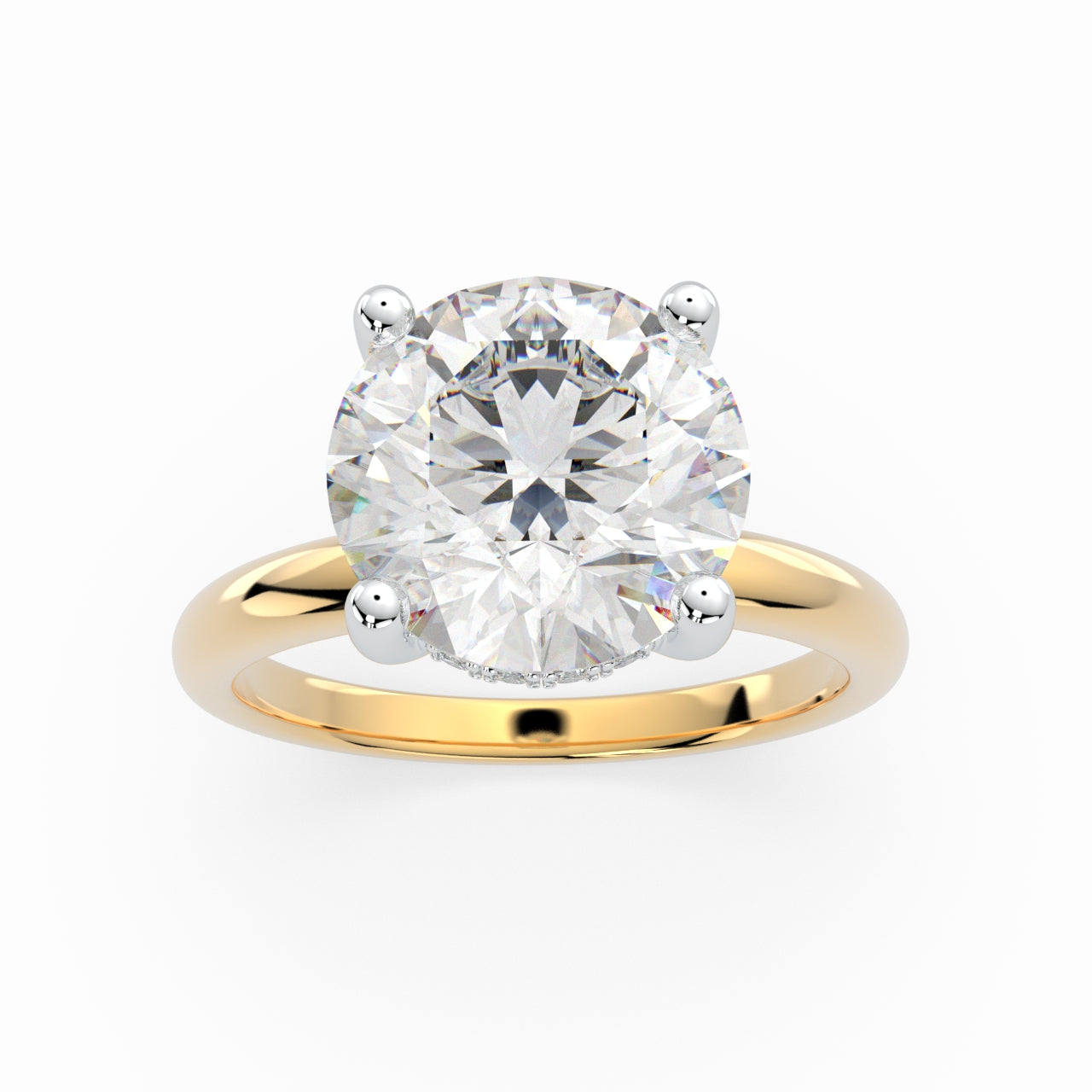 Round Solitaire Engagement Ring with hidden halo LR019W