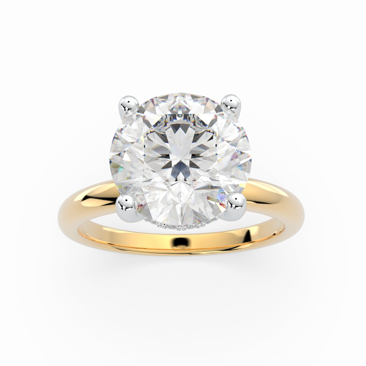 Round Solitaire Engagement Ring with hidden halo LR019Y