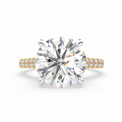 Round Solitaire Cathedral Engagement Ring with diamonds on band LR017Y