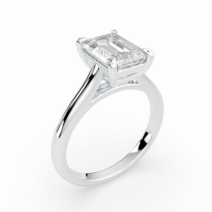 Emerald Cut Cathedral Solitaire Engagement Ring LR002W