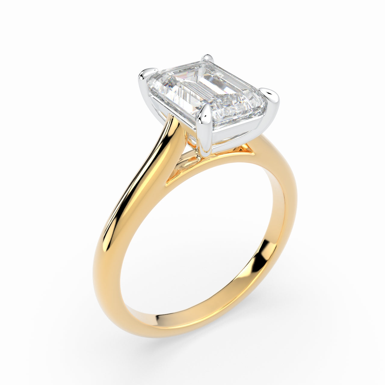 Radiant Cut Cathedral Solitaire Engagement Ring LR002Y