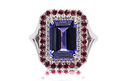 Tanzanite halo ring R1230