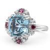 Sky Blue Stone Diamond Engagement Ring